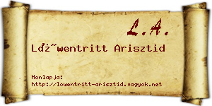 Löwentritt Arisztid névjegykártya